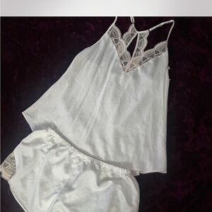 Chic White Lace Sleepwear Set